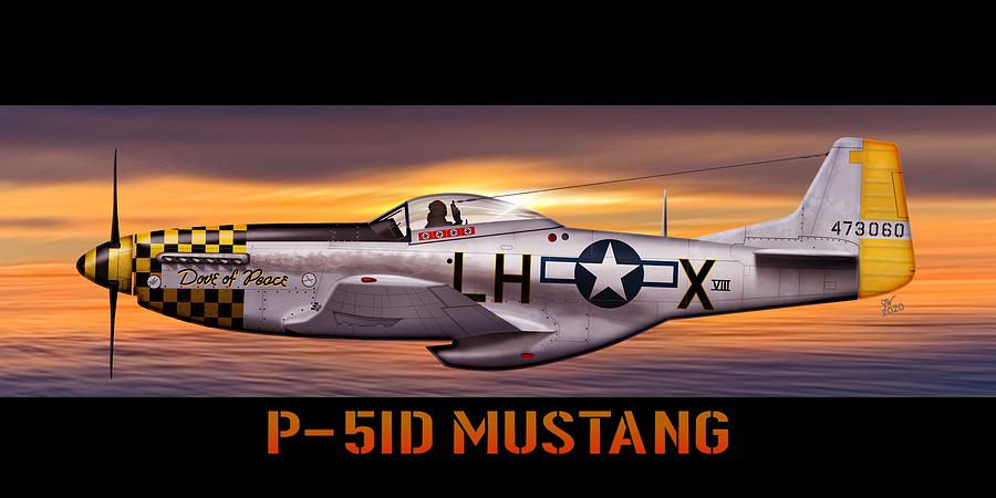 P51D Mustang Dove of Peace Digital Art by John Wills
