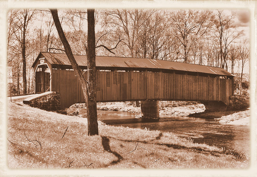 PA Country Roads - Enslow Covered Bridge Over Sherman Creek No. 4AS - Perry County Photograph by Michael Mazaika