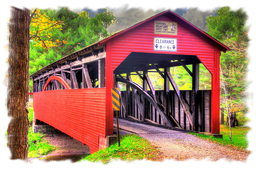 Fall Photograph - PA Covered Bridges - Buckhorn Covered Bridge Over Larrys Creek No. 5APF - Lycoming County by Michael Mazaika