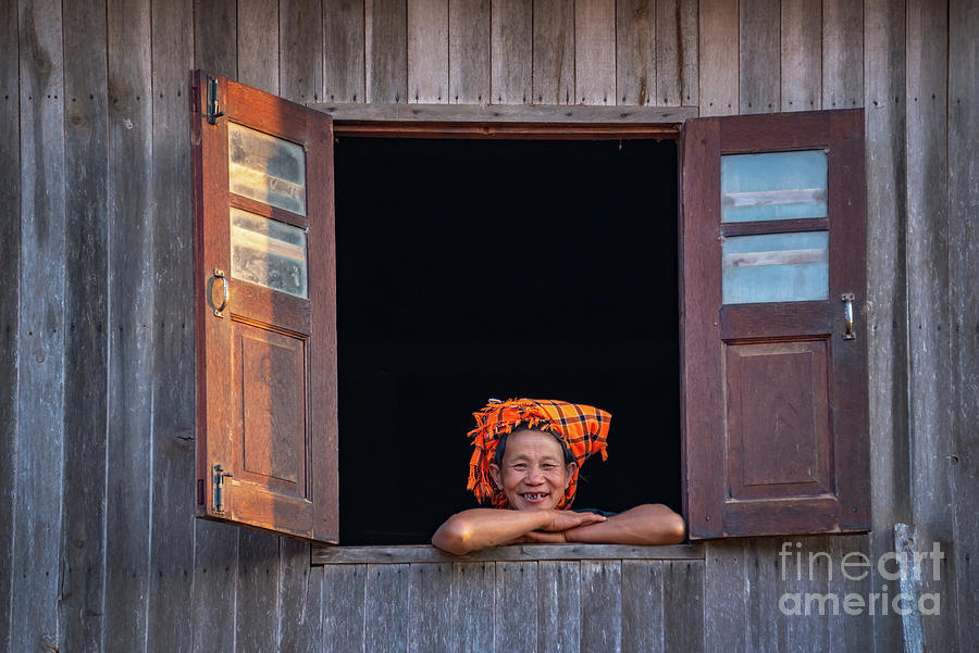 Pa-O woman at a window, Myanmar Photograph by Delphimages Photo Creations