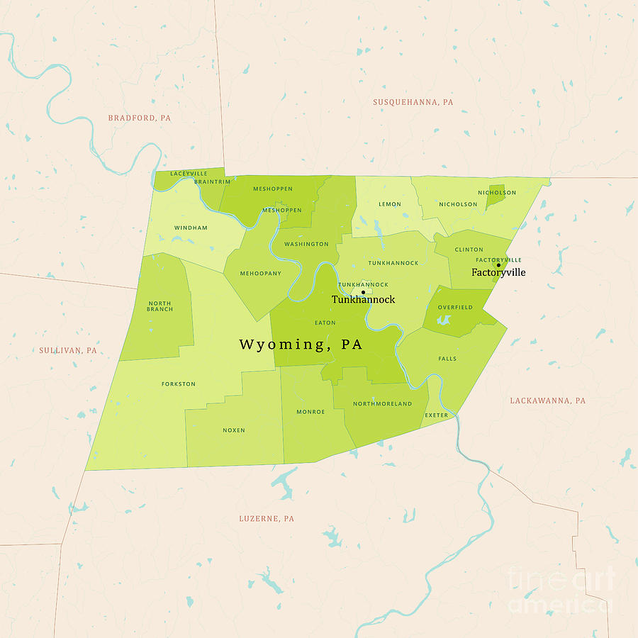 Pa Wyoming County Vector Map Green Digital Art By Frank Ramspott Fine Art America 1616