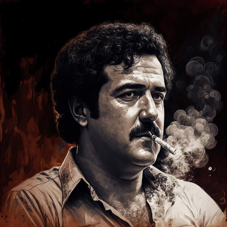 Pablo Escobar, The Smoking Kingpin of Medellin Painting by Constantin ...