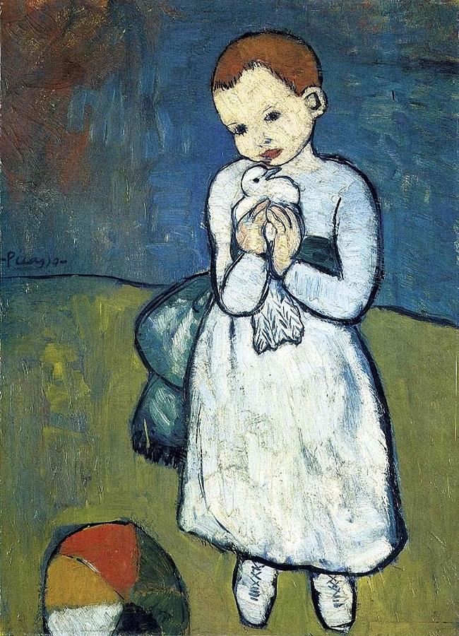 Pablo Picasso - Child with a Dove Lenfant au pigeon Painting by Les Classics