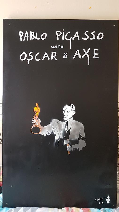 Pablo Picasso   With Axe And Oscar Tribute To Robin Williams Painting