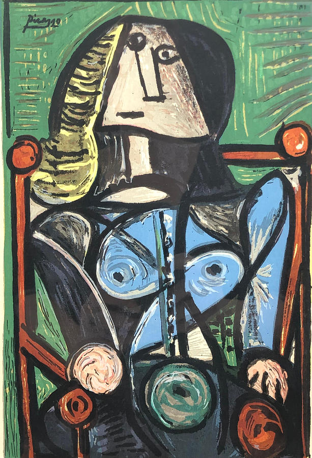 Pablo Picasso Woman In Chair Personnage Cubiste Serigraph Digital Art By Leonel Cabler Fine