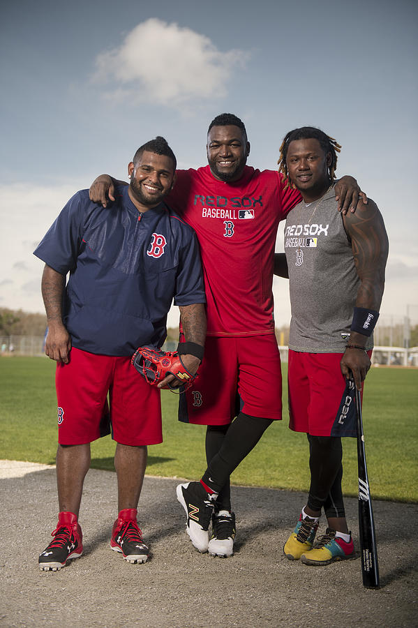Pablo Sandoval, David Ortiz, and Hanley Ramirez Photograph by Michael Ivins/Boston Red Sox