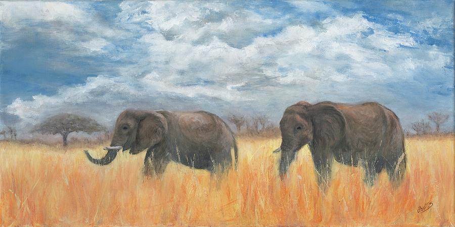 Pachyderm Pals Painting by Deborah Butts