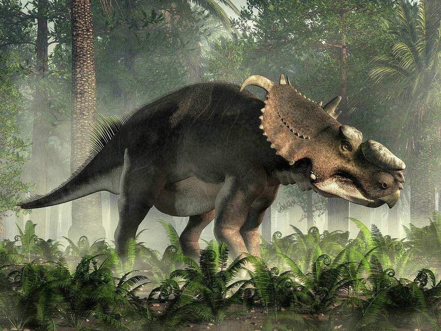 Pachyrhinosaurus in a Jungle Digital Art by Daniel Eskridge