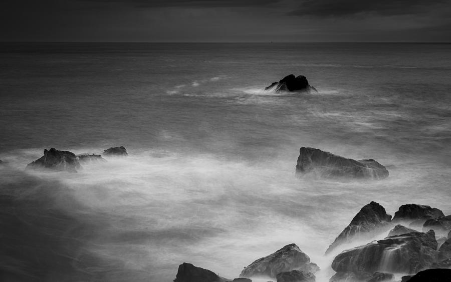 Pacific Ocean ambience in black and white Photograph by Alessandra RC