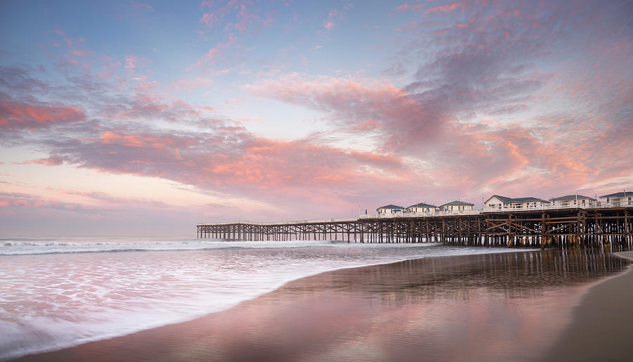 Pacific Beach Pier Colorful Sunrise Photograph by William Dunigan