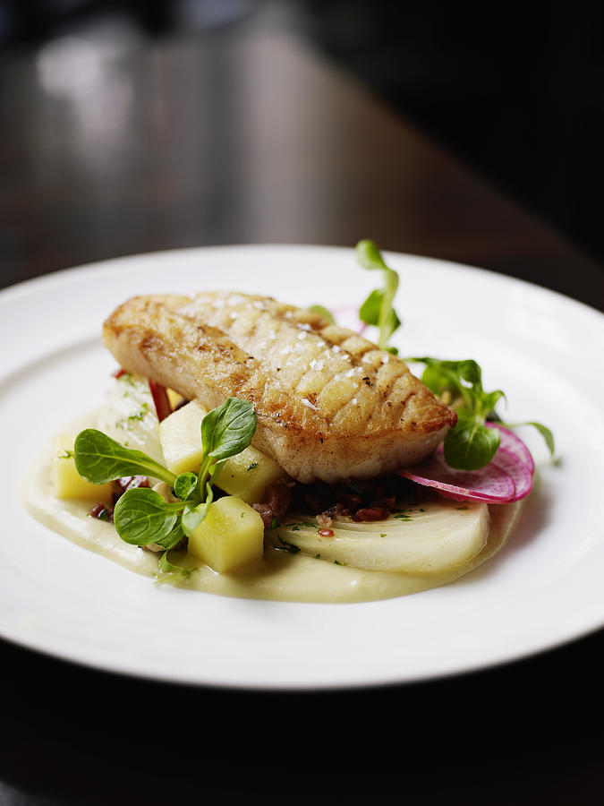 Pacific cod, fennel, potatoes, proscuitto, mussels Photograph by Thomas Barwick