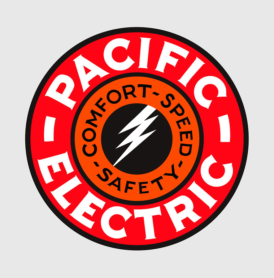 Pacific Electric Railway Logo Created 1911 Retro Los Angeles California Railroadiana Digital Art by Peter Ogden