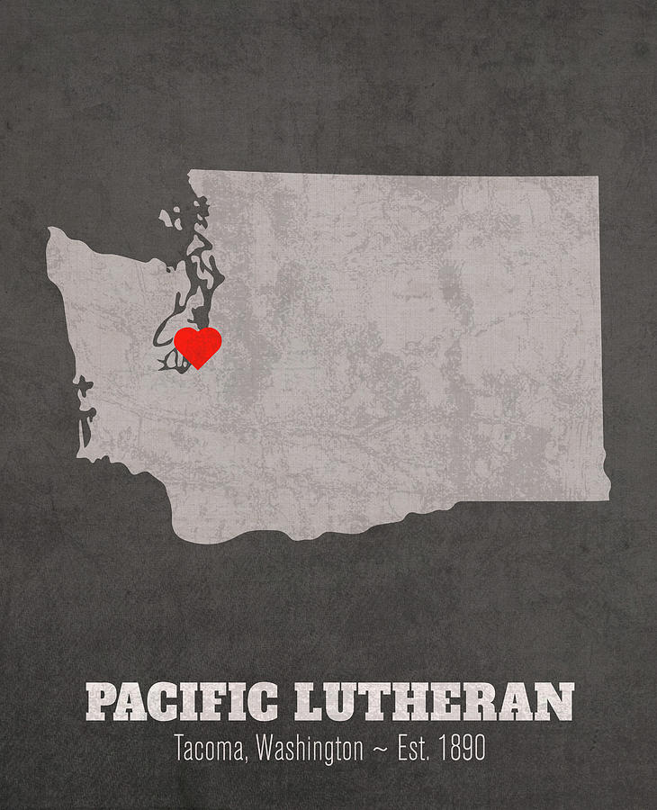 Tacoma Mixed Media - Pacific Lutheran University Tacoma Washington Founded Date Heart Map by Design Turnpike