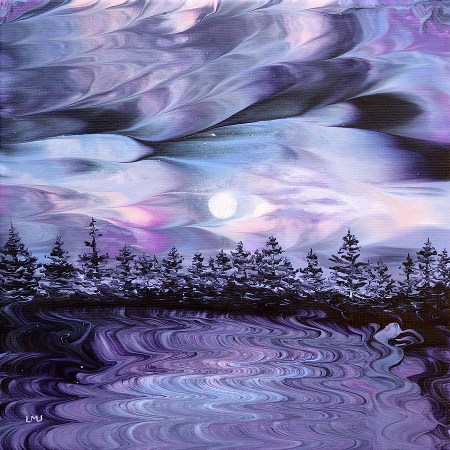 Pacific Northwest in Purple Moonlight Painting by Laura Iverson