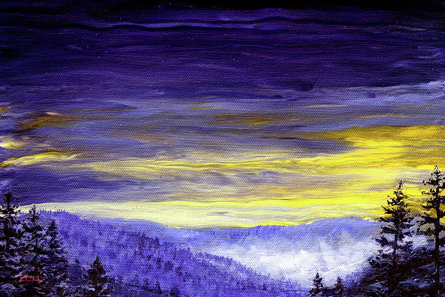 Pacific Northwest Purple Twilight Painting by Laura Iverson