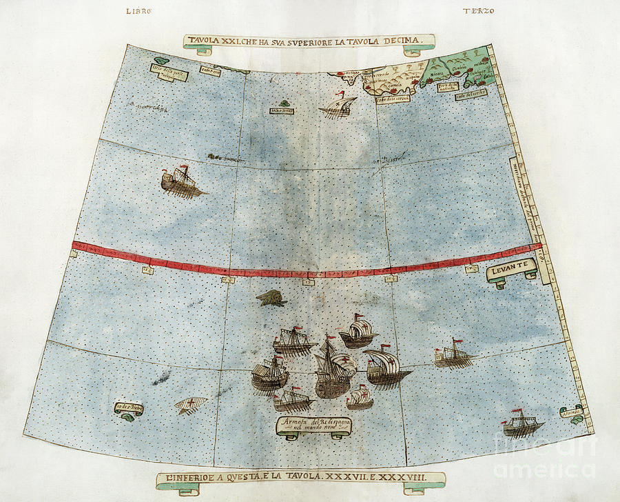 Pacific Ocean, 1587 Drawing by Urbano Monti
