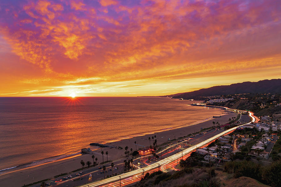 Pacific Palisades Sunset Explode with Color Photograph by Lindsay Thomson