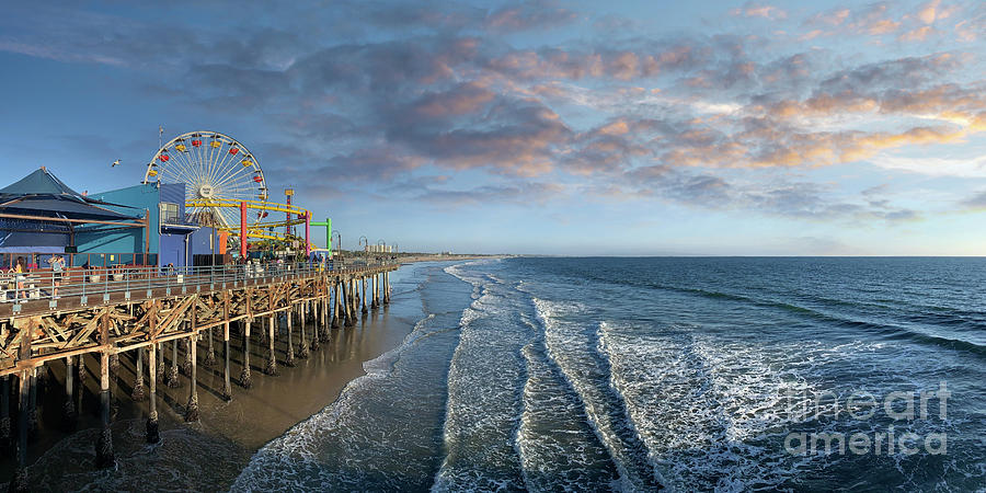 Pacific Park and Santa Monica pier at sunset, Los Angeles Photograph by Joshua Poggianti