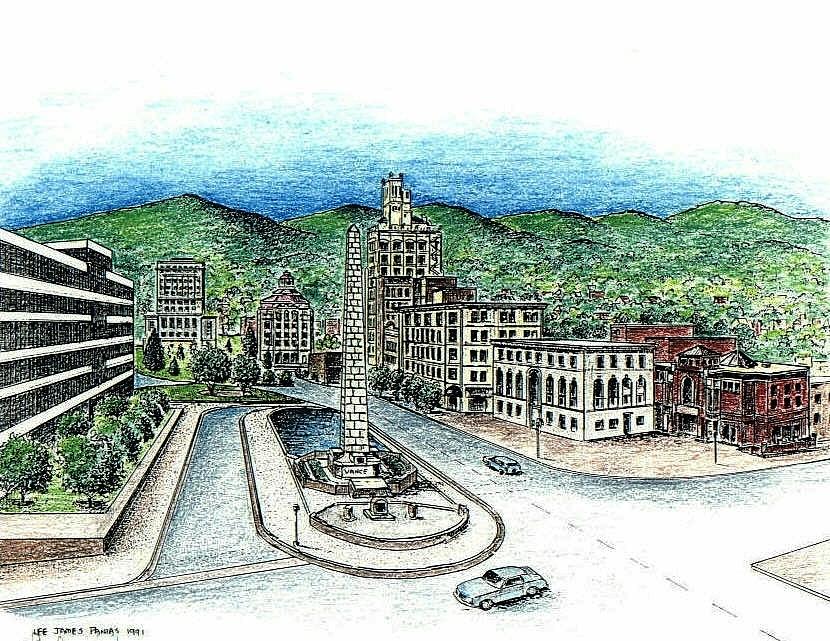 Pack Square in Asheville Drawing by Lee Pantas