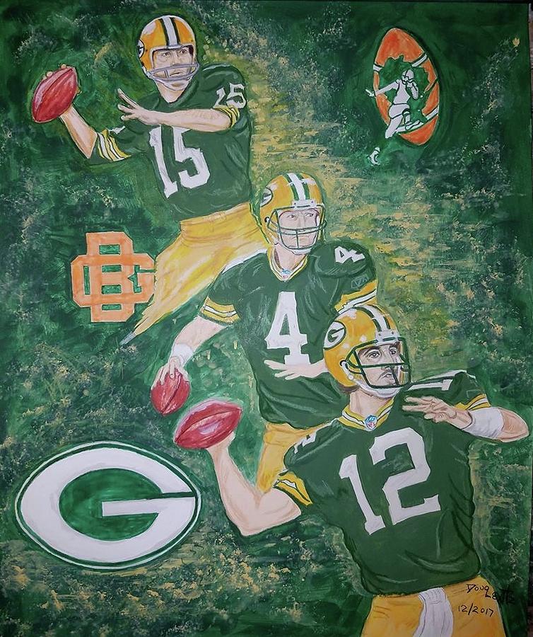 Packers Quarterback Legends. Painting by Douglas Lentz - Fine Art