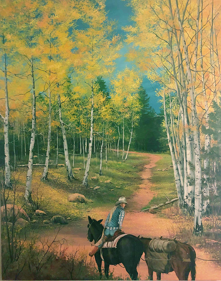 Tree Painting - Packing through the Aspens by Gary Duncan