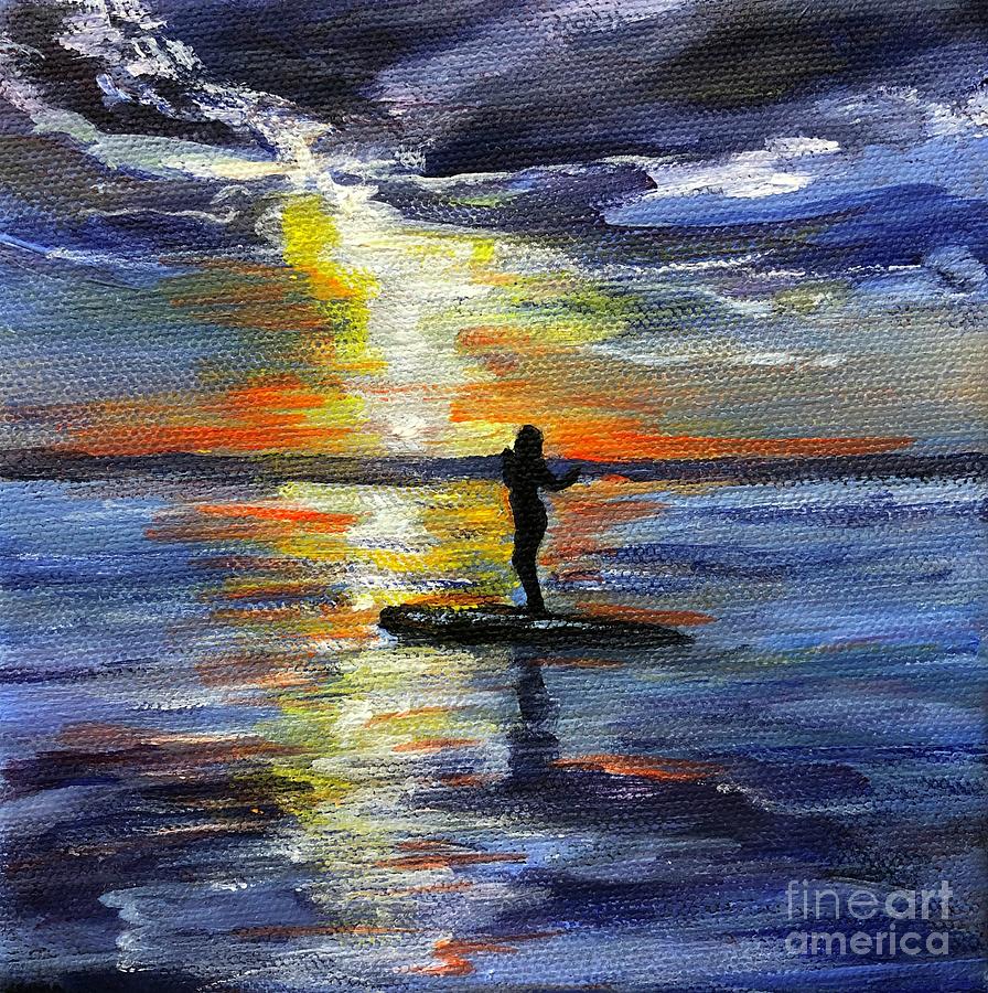Paddle Board Fun Painting by Donna Muller