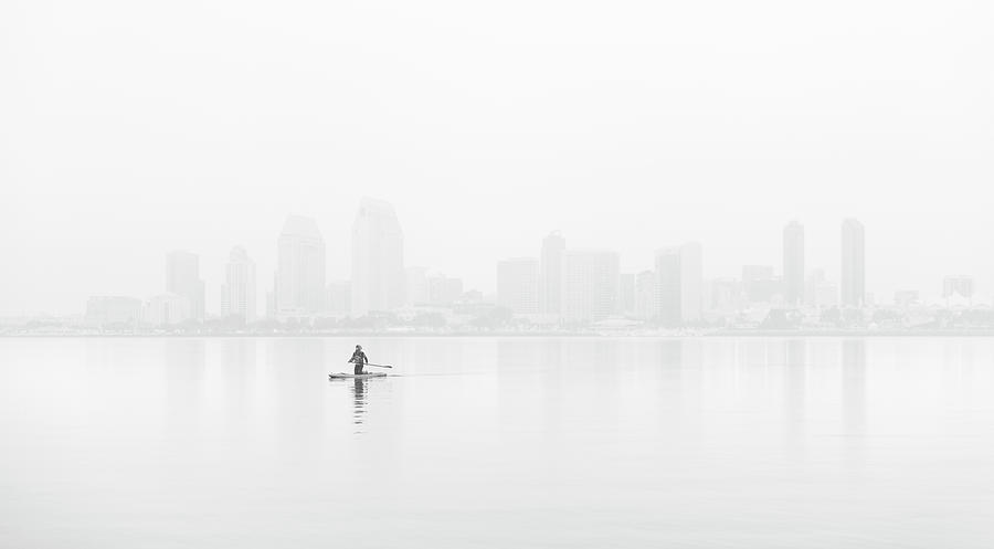 Paddle Boarder in San Diego Bay Photograph by William Dunigan