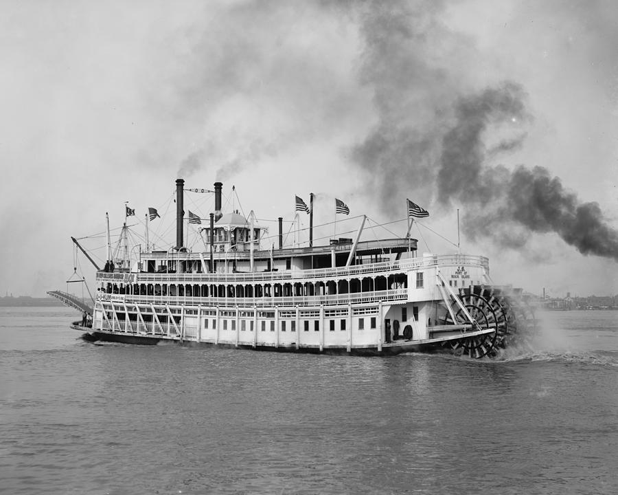 Paddle Wheel Steam Boat Near New Orleans, Louisiana, 1910, Early 1900s 