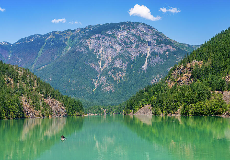 Tranquil Mountain Lake Photograph - Paddleboard on Diablo Lake in North Cascades National Park in Wa by Steven Heap