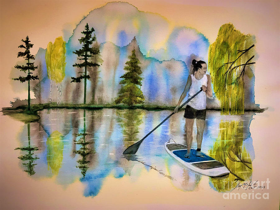 Paddleboard Painting - Paddleboard Utopia by Gary Martinek