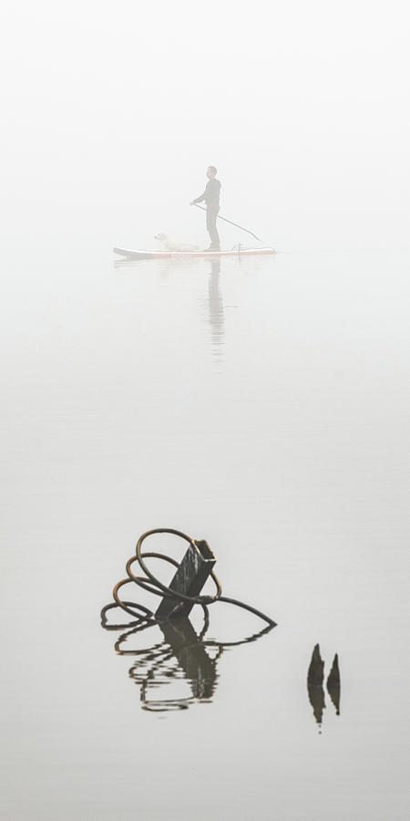 Paddleboarder in Fog 2 Photograph by Kevin Suttlehan