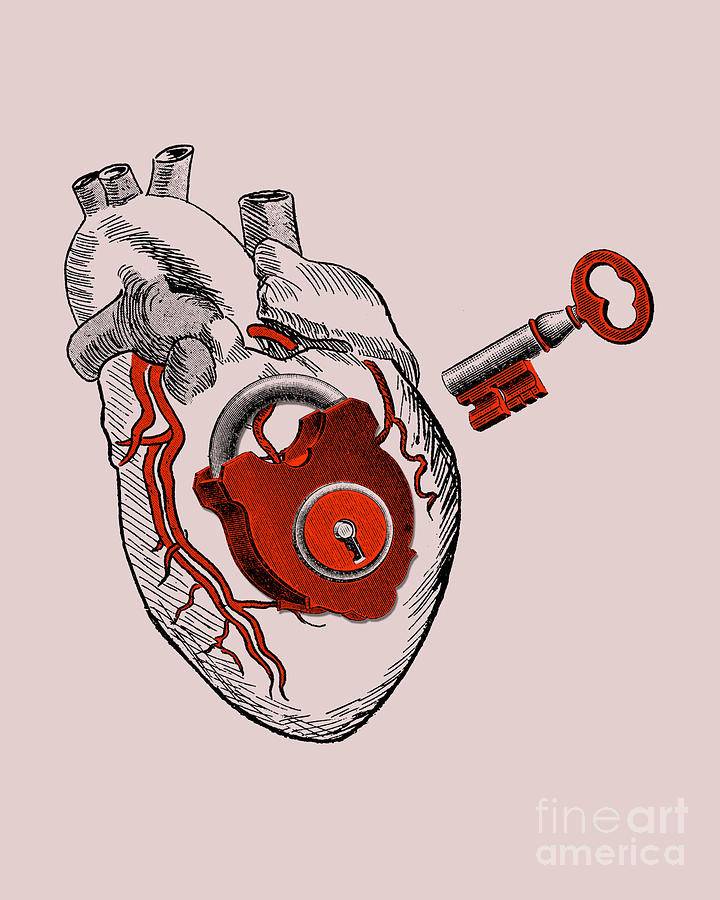 Vintage Digital Art - Padlock Heart by Madame Memento