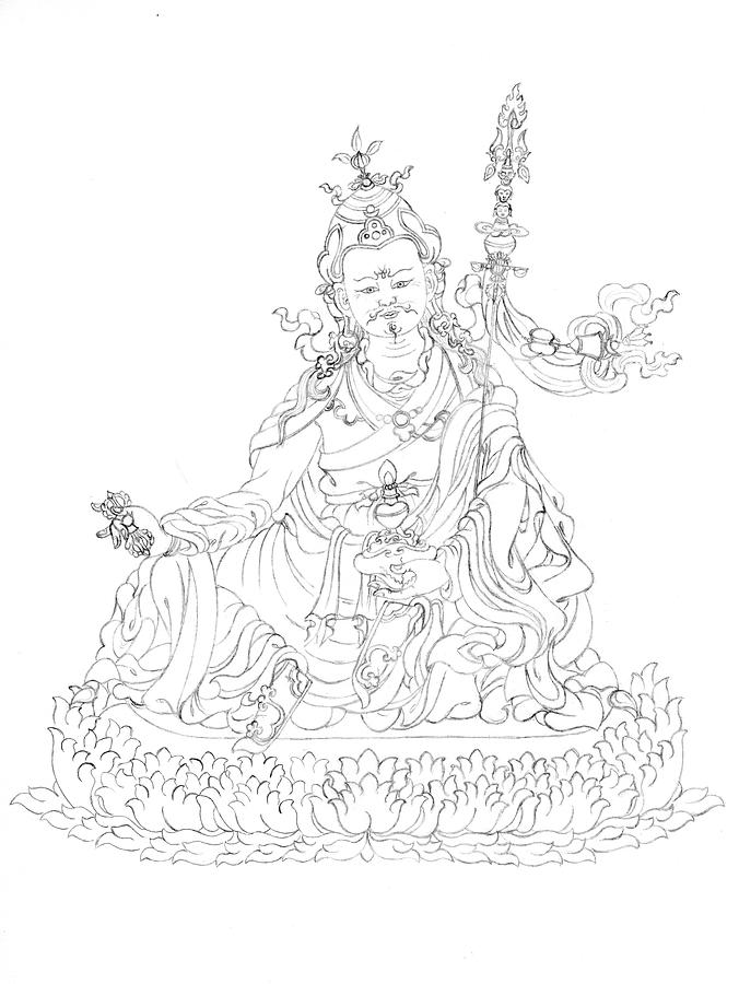 Guru Padmasambhava drawing Drawing by Mayan Exel - Pixels