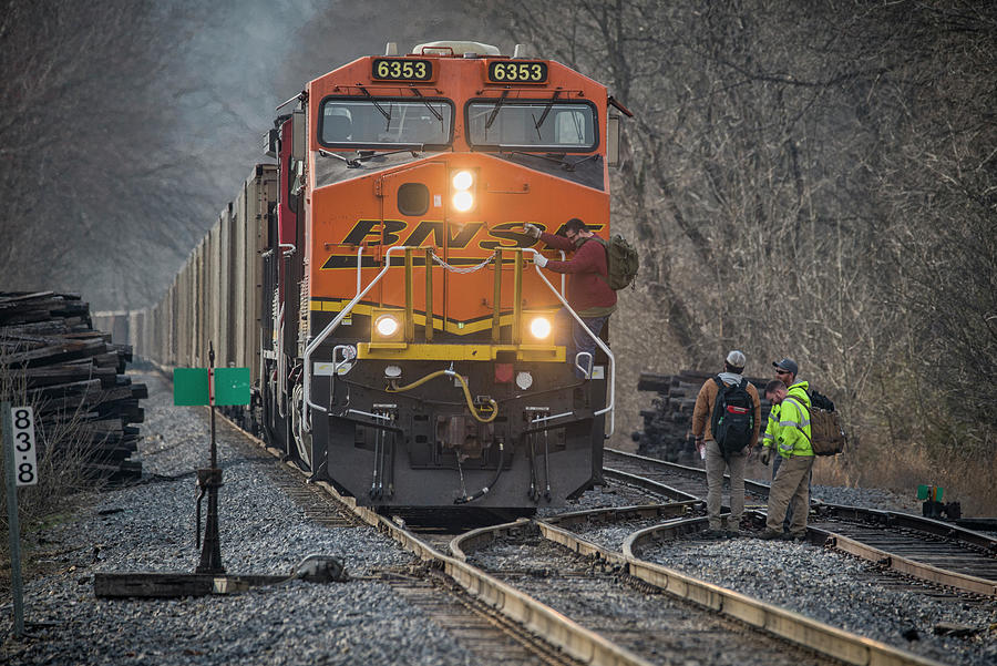 Train Photograph - Paducah and Louisville Railway LG Crew Change at Caneyville Ky KY by Jim Pearson