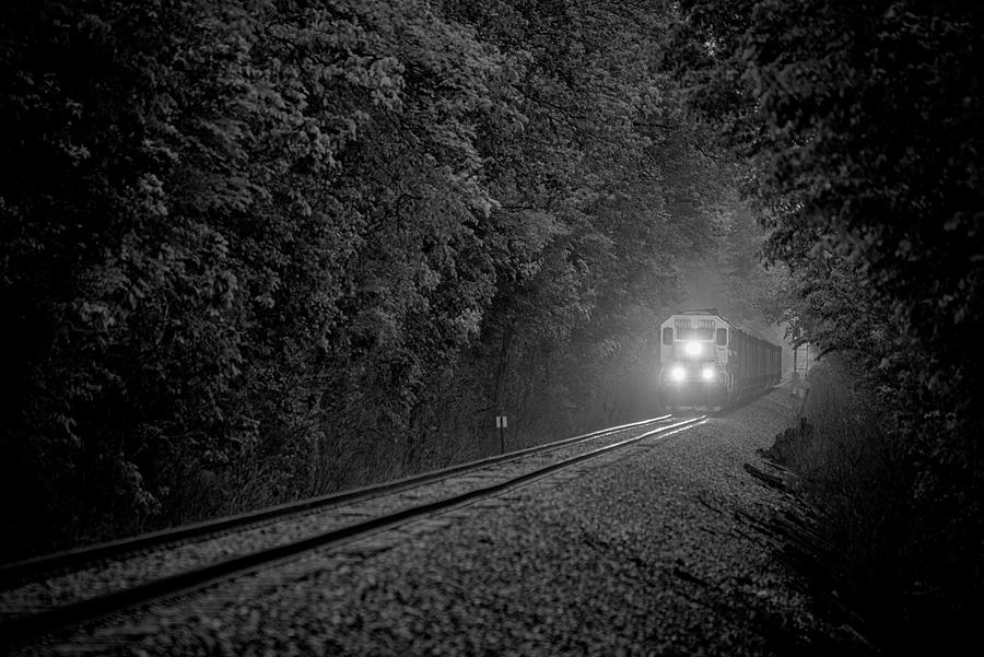 Paducah and Louisville Railway Scottys Rock train in Black and White Photograph by Jim Pearson
