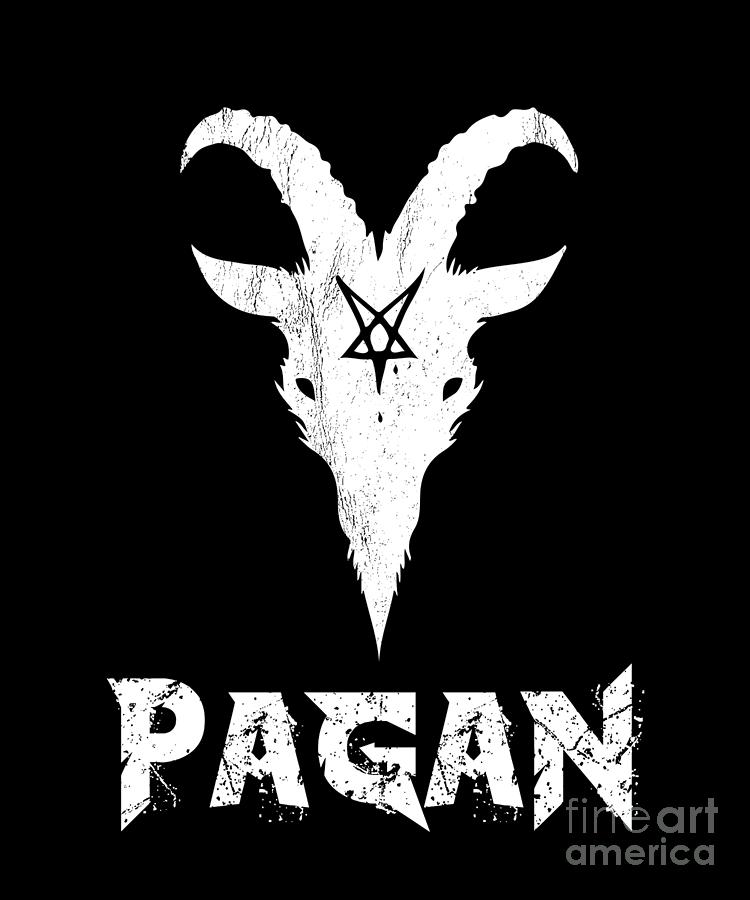 Pagan Tree Horn Goat T-Shirt. Distressed Vintage Style Tee. Pagan Tree Horn Goat T-Shirt. Distressed Vintage Style Tee.