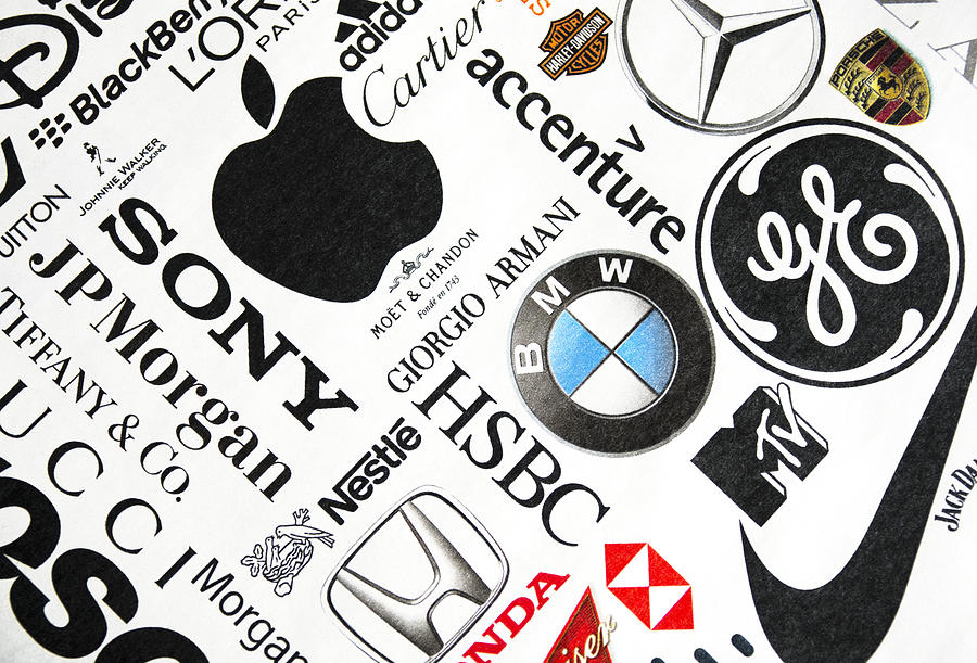 Page of printed brand names Photograph by Whitemay