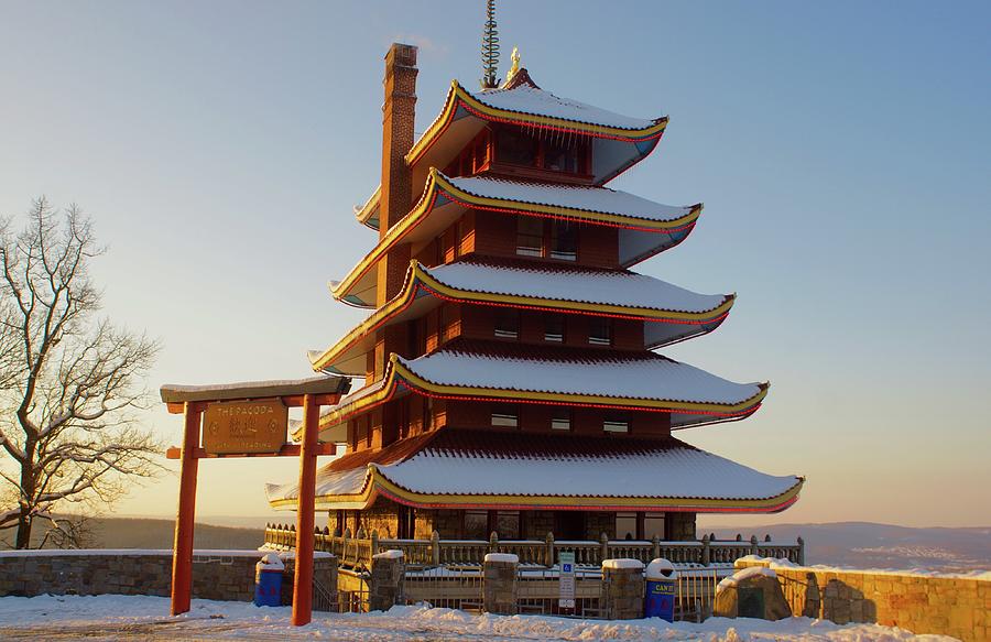 Pagoda and Snow Dawn Photograph by Blair Seitz