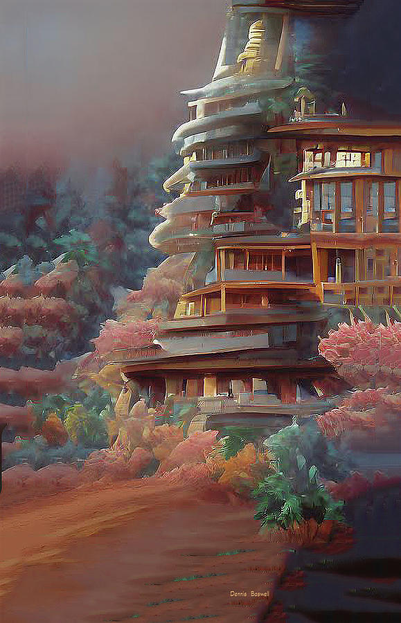 Pagoda style  Digital Art by Dennis Baswell