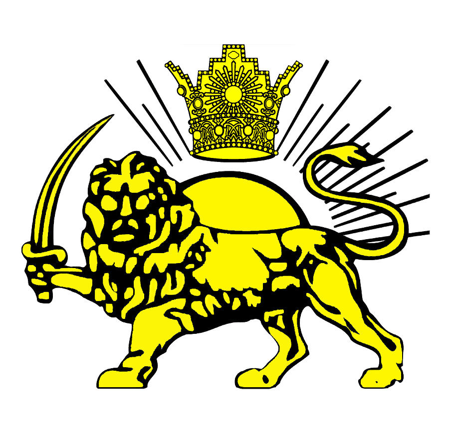 Pahlavi Lion and Sun With Crown Motif Drawing by A Z | Pixels