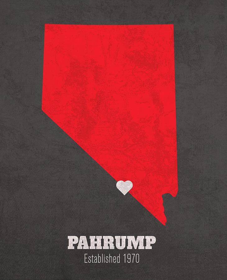City Mixed Media - Pahrump Nevada City Map Founded 1970 University of Nevada Las Vegas Color Palette by Design Turnpike