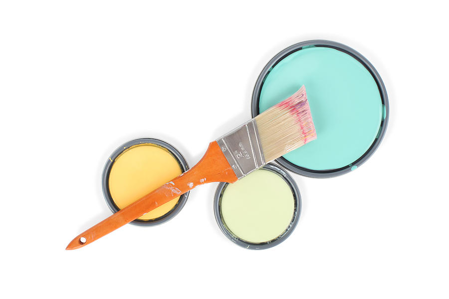 Paint Can Lids and Brush with Clipping Path Photograph by GeorgePeters