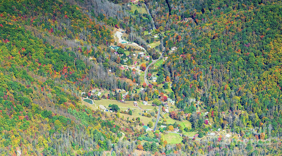 Paint Fork Valley in Barnardsville, North Carolina Aerial View Photograph by David Oppenheimer