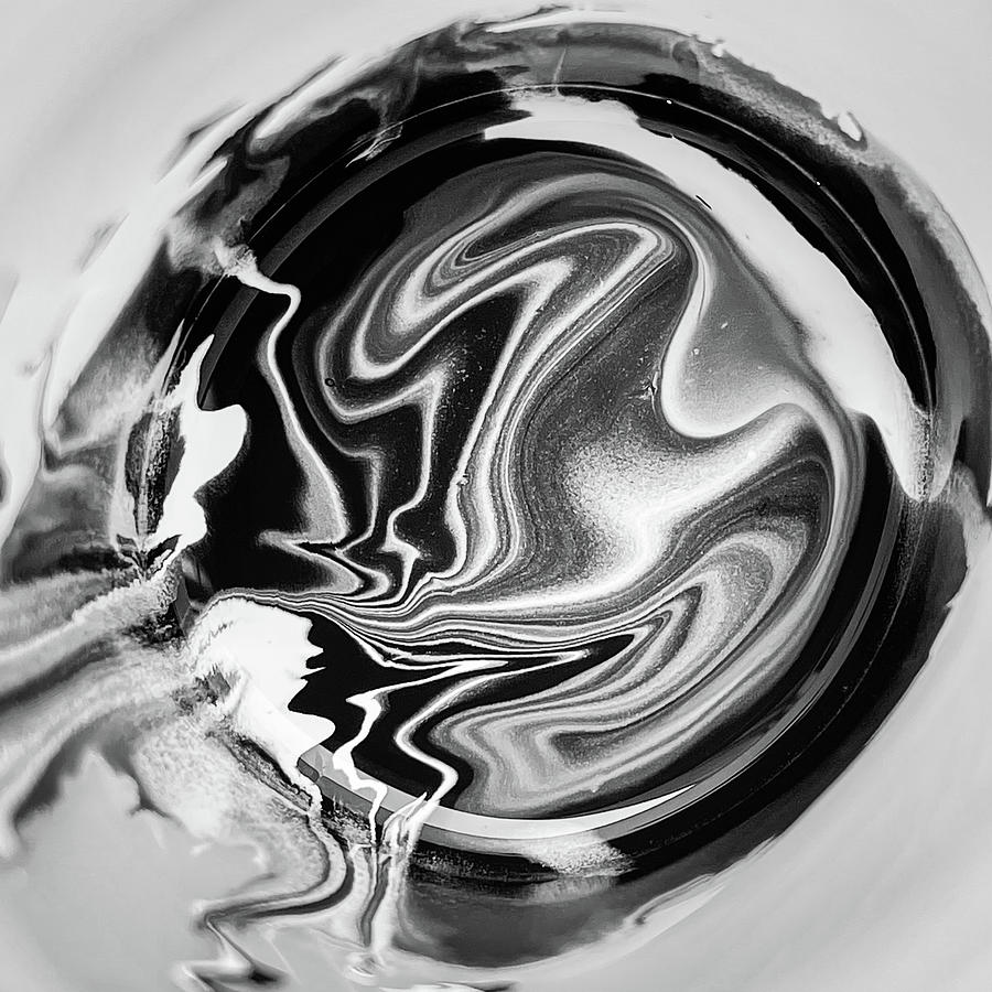 Paint in Plastic Cup Acrylic Pouring Leftover 06 Black and White Photograph by Matthias Hauser