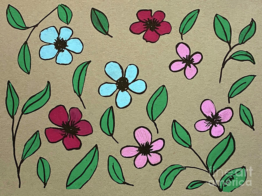 Paint Pen Flowers Drawing by Lisa Neuman