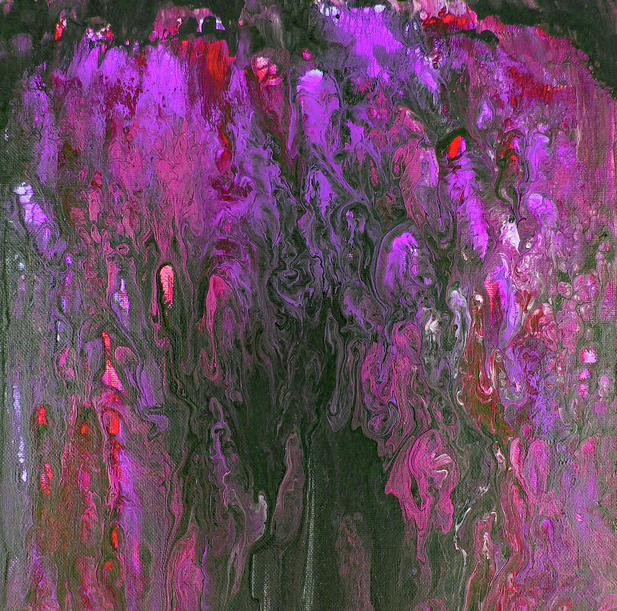 Paint Pour Abstract 220 Pink and Purple Painting by Corinne Carroll