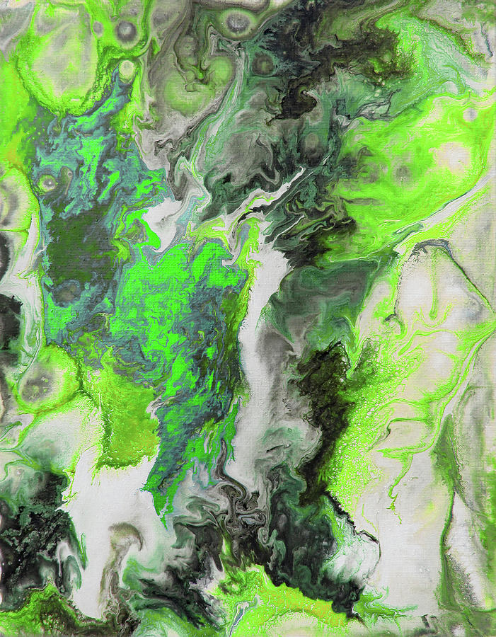 Paint Pour by Cori 219 Green Painting by Corinne Carroll