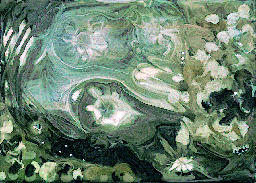 Paint Pour Green Painting by Corinne Carroll