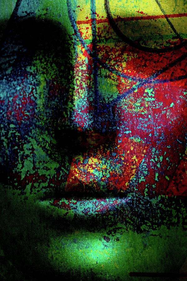 Paint Spattered Visage Mixed Media