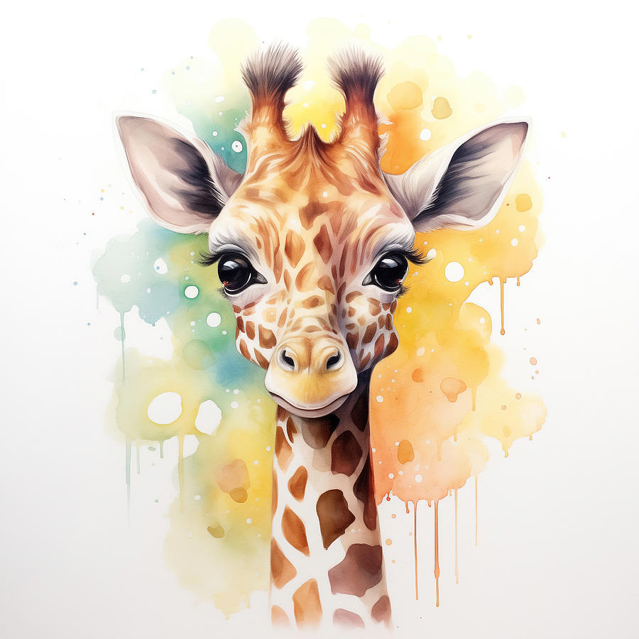 Paint Splashed Giraffe Digital Art by Athena Mckinzie